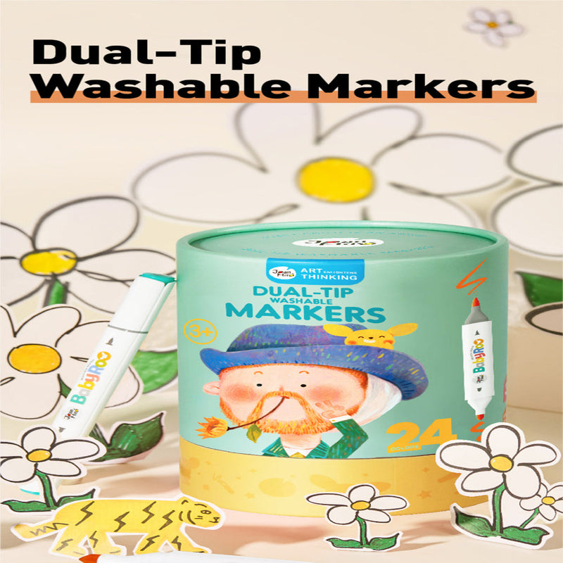 Jar Melo Dual-Tip Washable Markers: 24 Colours