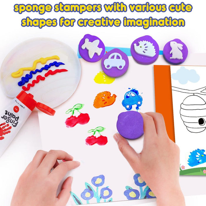 Jar Melo Finger Paint for Toddlers;Washable, Non Toxic,Kids Bath Paint Set, Safe Art Painting Supplies Gift for Kids,Babies, Assorted Colors 10 Co