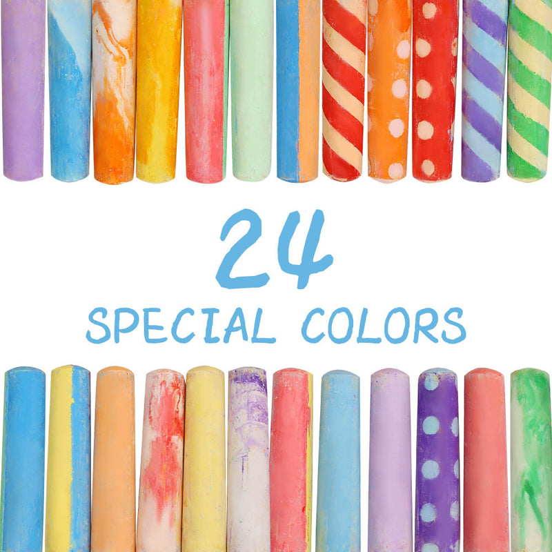 Jar Melo Jumbo Sidewalk Chalk - 24 Colors Kit with 2 Holder
