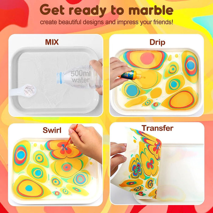 Marbling Paint Kit for Kids 5 with Tray Apron 5 Colors Water Paint Set  Craft Kit