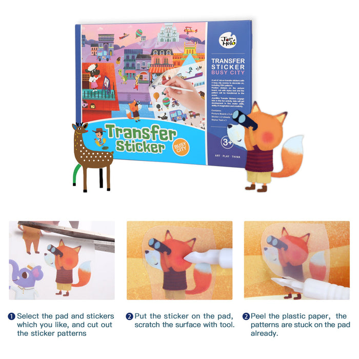 Jar Melo Transfer Sticker Scenes Pads -Busy City-Arts & Crafts-Jarmelo-Toycra