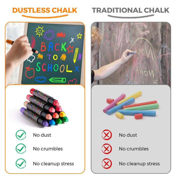 Jarmelo Smooth Time Dustless Chalk - 12 Colors-Arts & Crafts-Jarmelo-Toycra