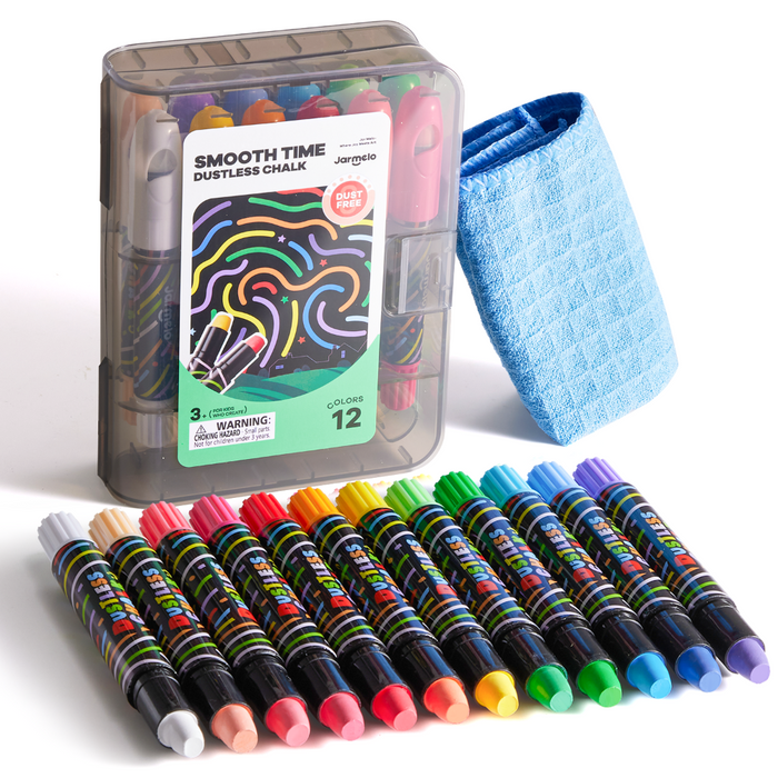 Jarmelo Smooth Time Dustless Chalk - 12 Colors-Arts & Crafts-Jarmelo-Toycra