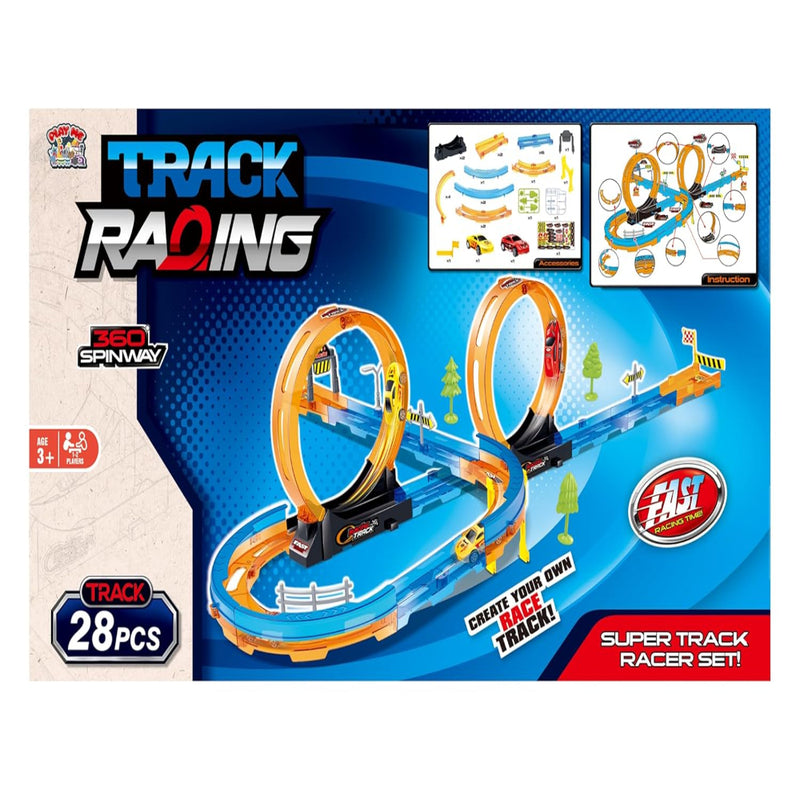 Joy Junction Track Set Loop Track Set With 1 1:64 Scale Pull-Back Car-28pc