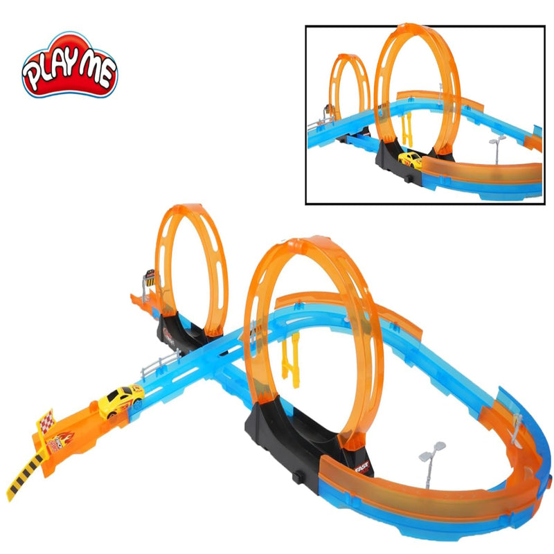 Joy Junction Track Set Loop Track Set With 1 1:64 Scale Pull-Back Car-28pc
