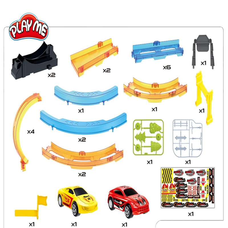 Joy Junction Track Set Loop Track Set With 1 1:64 Scale Pull-Back Car-28pc