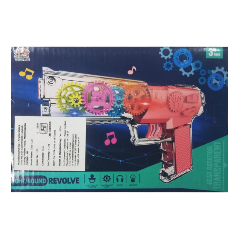 Joy Junction Transparent Gear Gun Toy - Multicolor