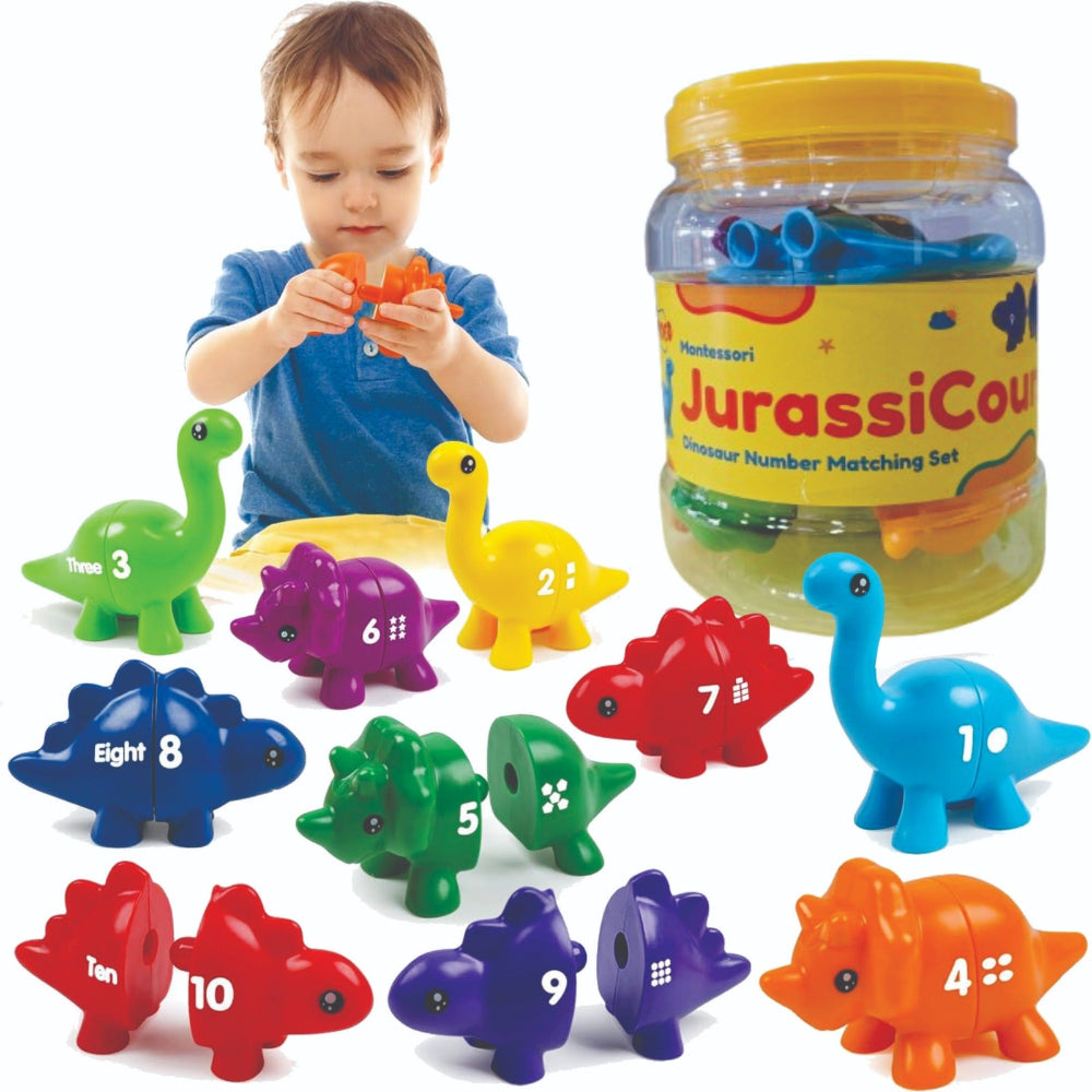JurassiCount-Montessori Dinosaur Number Matching Set (20 pcs)