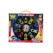 KV Toys Metal Car Scale Model Pullback Super Cars Set - 10 Pieces (Mutiple Colors)