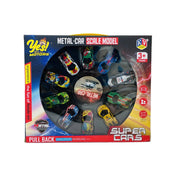 KV Toys Metal Car Scale Model Pullback Super Cars Set - 10 Pieces (Mutiple Colors)