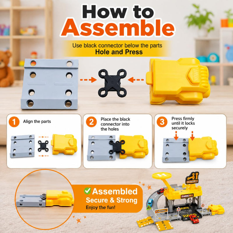 K.V Toys DIY Engineering Garage Playset With Die-Cast Car
