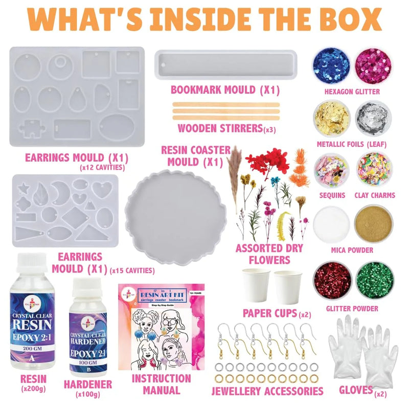 Kalakaram 17 in 1 Resin Art Kit With Moulds For Beginners