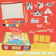 Kalakaram 7 Wonders Block Painting Canvas Pouch Activity Kit