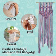Kalakaram DIY Pink Purple Macrame Wall Hanging Kit