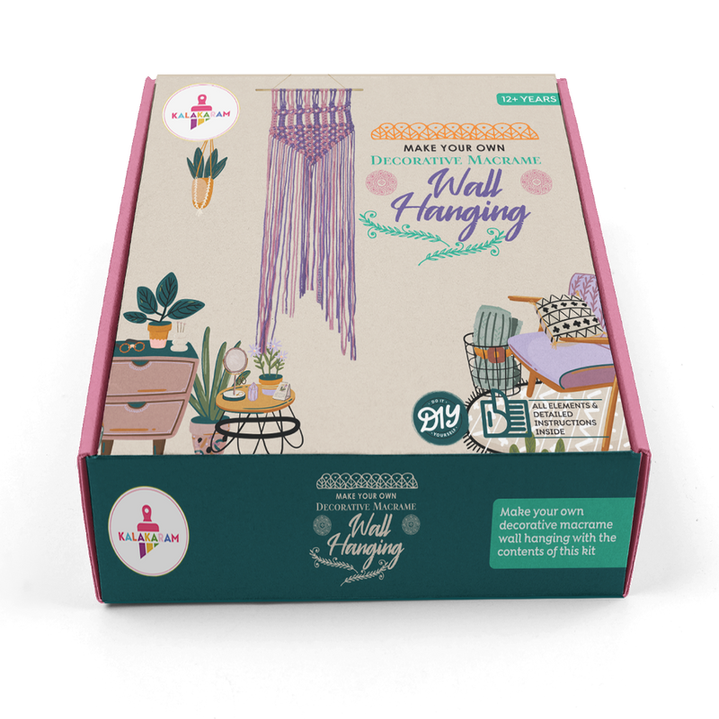 Kalakaram DIY Pink Purple Macrame Wall Hanging Kit