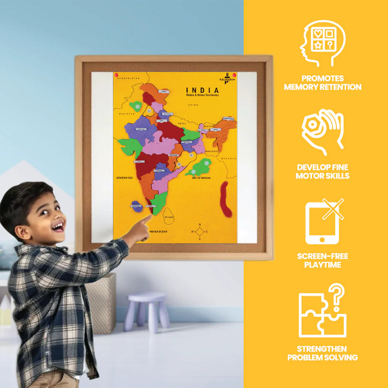 Kalakaram Felt Fabric India Map Puzzle