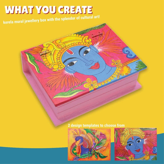 Kalakaram Kerala Mural Jewellery Box Painting Kit-Arts & Crafts-Kalakaram-Toycra