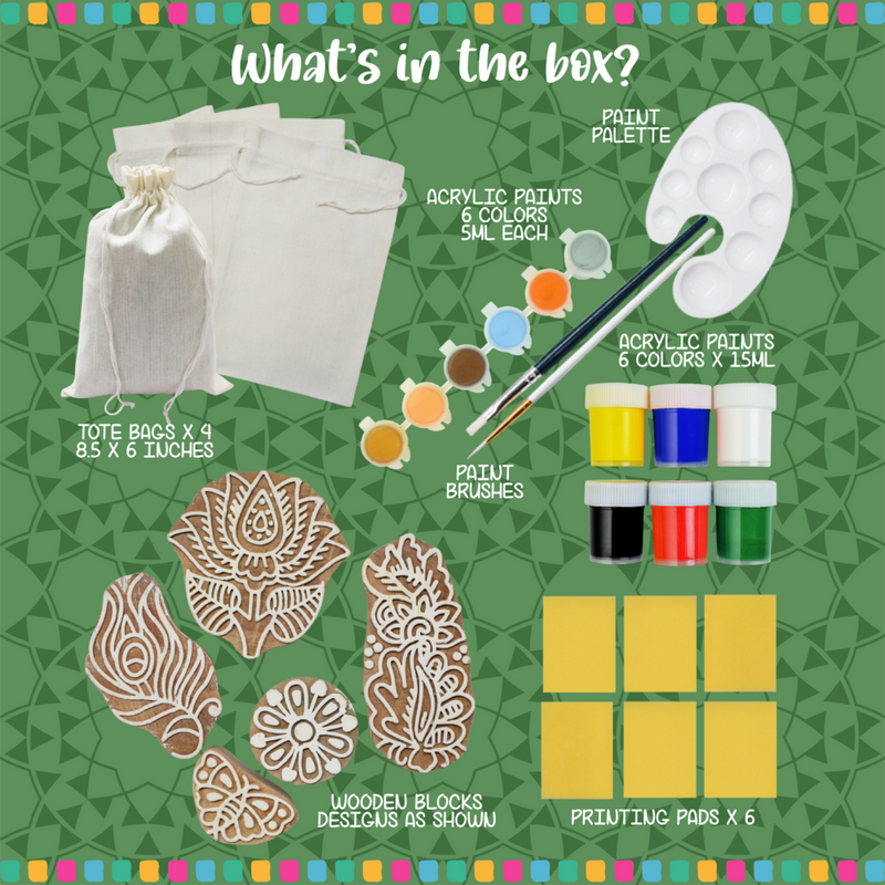 Kalakaram Make Your Own Block Printed Tote Bag DIY Kit