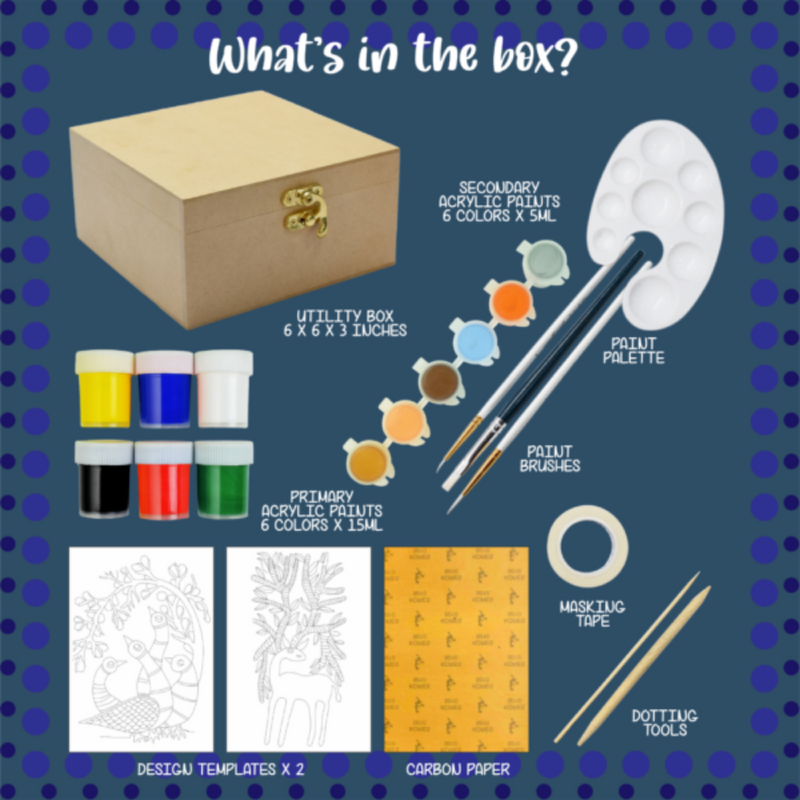 Kalakaram Make Your Own Gond Painting Utility Box