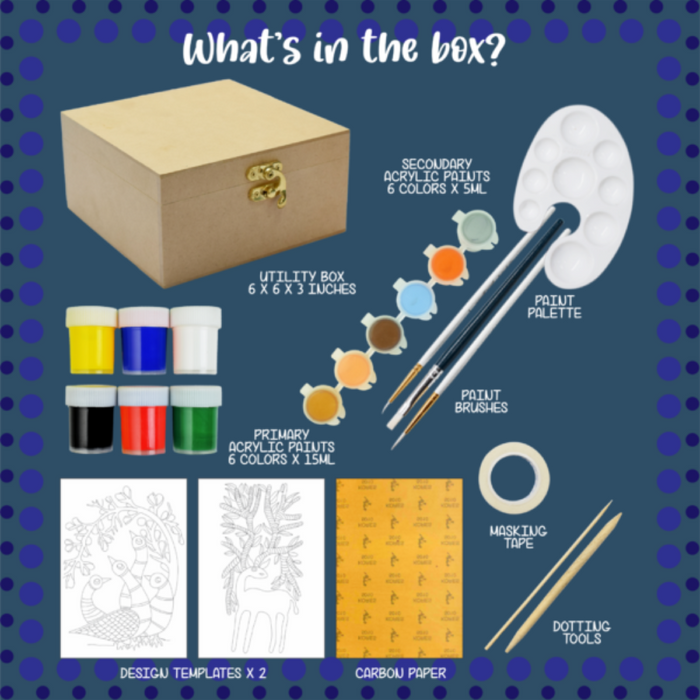 Kalakaram Make Your Own Gond Painting Utility Box-Arts & Crafts-Kalakaram-Toycra