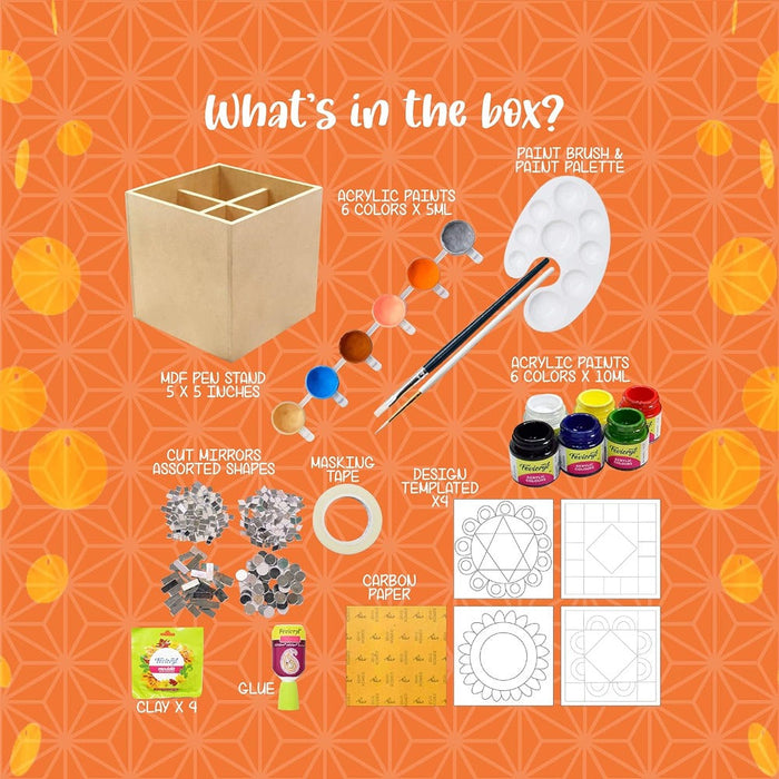 Kalakaram Make Your Own Lippan Art Pen Stand DIY Kit-Arts & Crafts-Kalakaram-Toycra