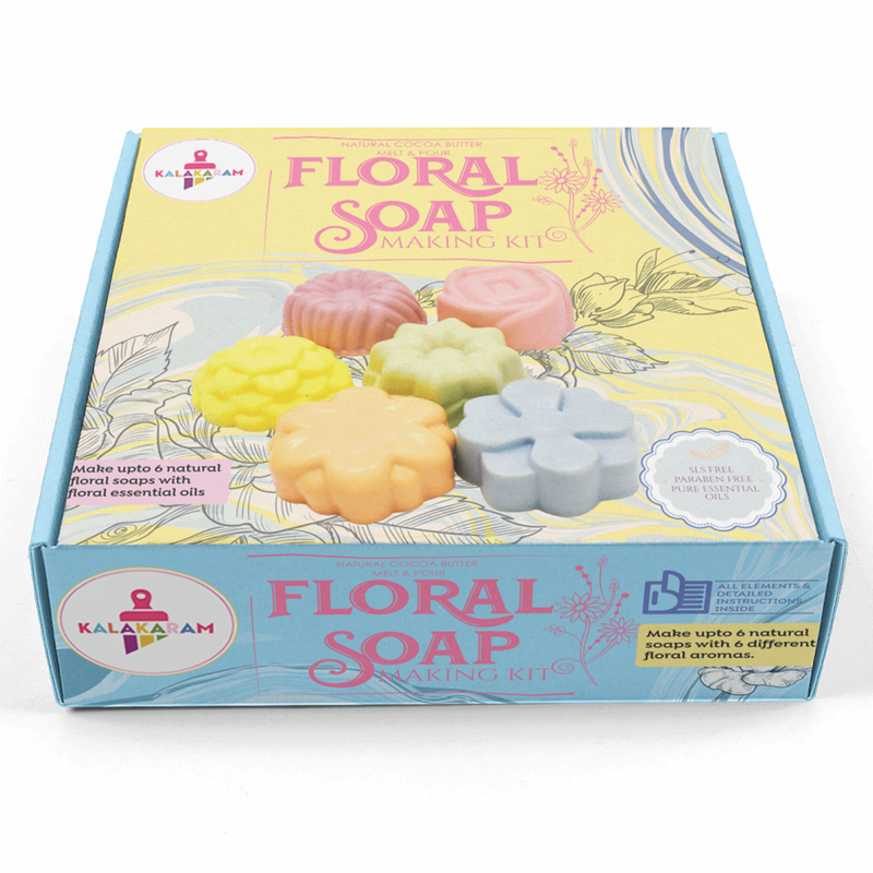 Kalakaram Melt & Pour Natural Cocoa Butter Floral Soap Making Kit