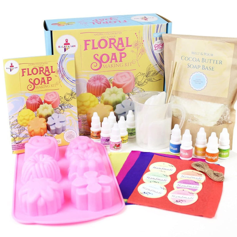 Kalakaram Melt & Pour Natural Cocoa Butter Floral Soap Making Kit