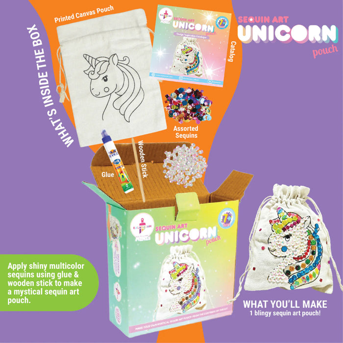 Kalakaram Mini Unicorn Sequin Art Activity Kit-Arts & Crafts-Kalakaram-Toycra