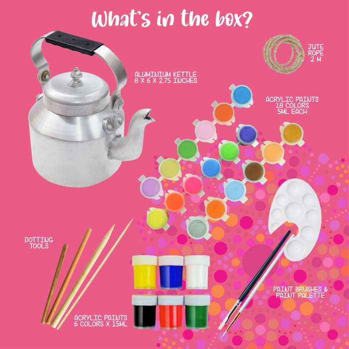 Kalakaram Paint Your Own Dot Mandala Kettle-Arts & Crafts-Kalakaram-Toycra