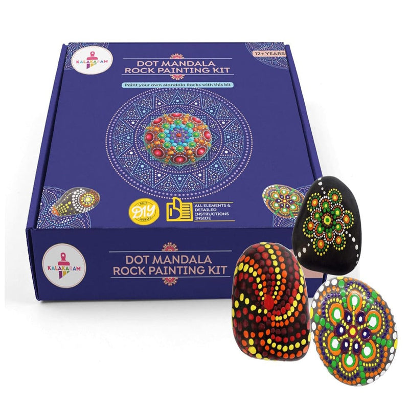 Kalakaram Paint Your Own Dot Mandala Rock Painting Kit