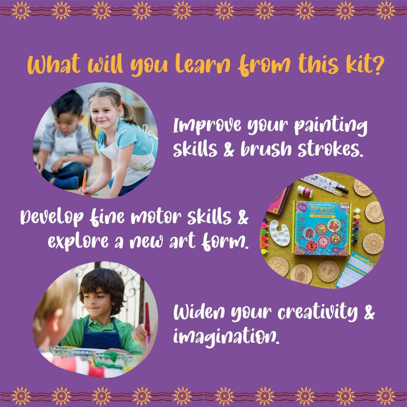 Kalakaram Paint Your Own Ethnic Art Coasters Diy Kit