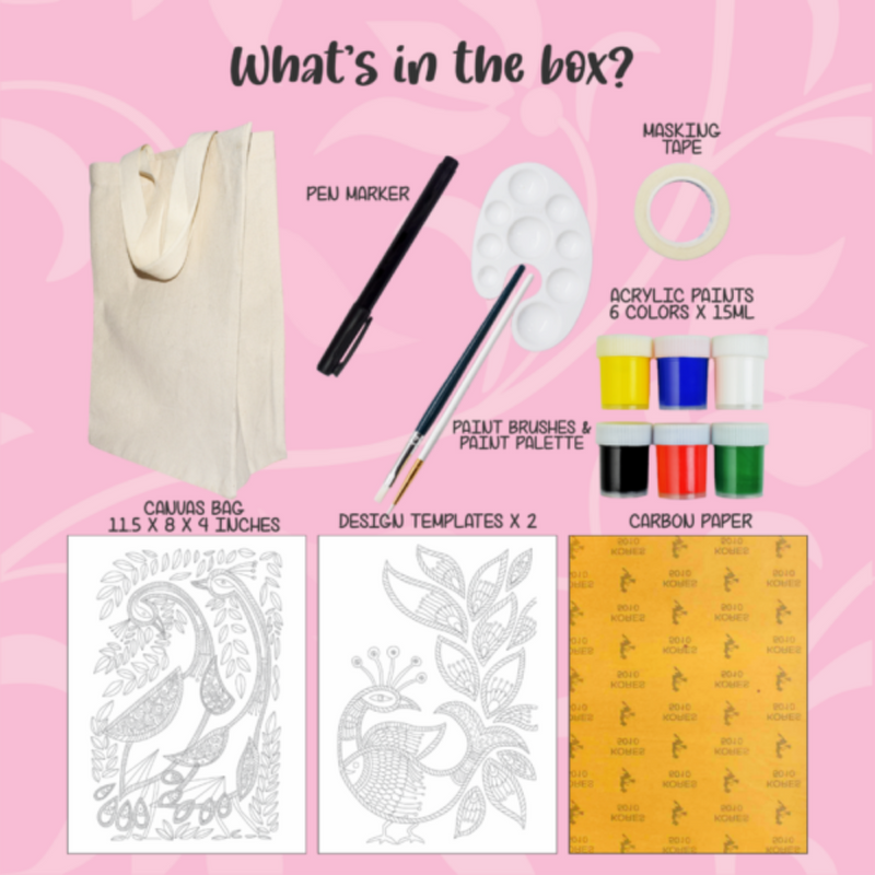 Kalakaram Paint Your Own Kalamkari Canvas Bag