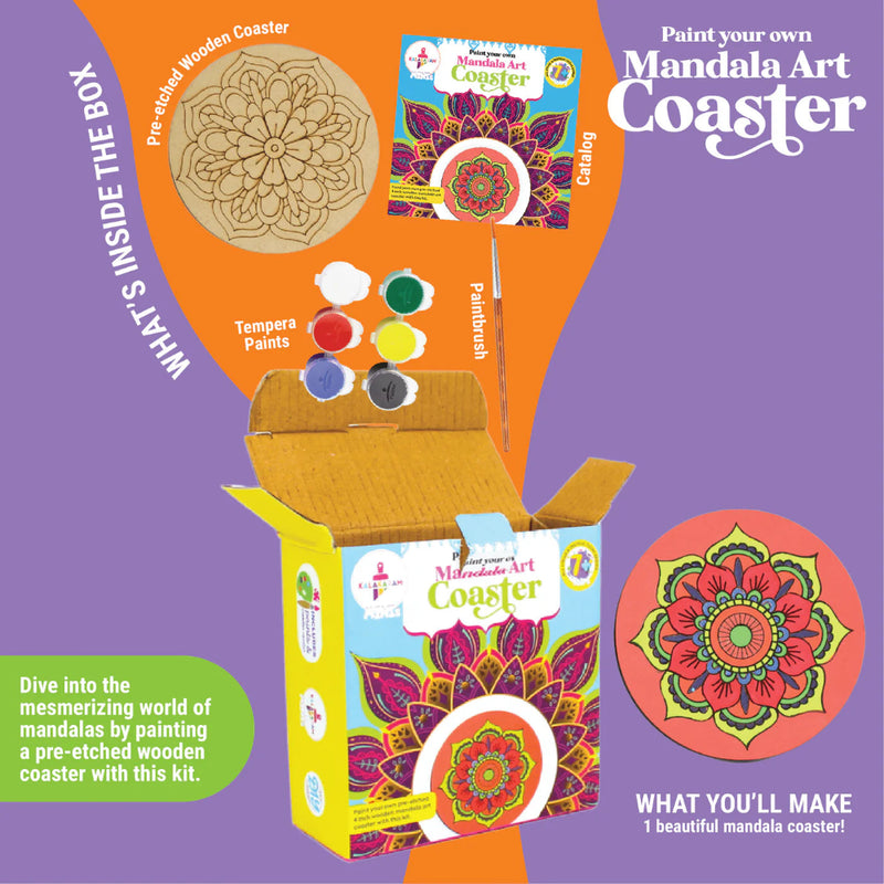 Kalakaram Paint Your Own Mini Mandala Art Coaster