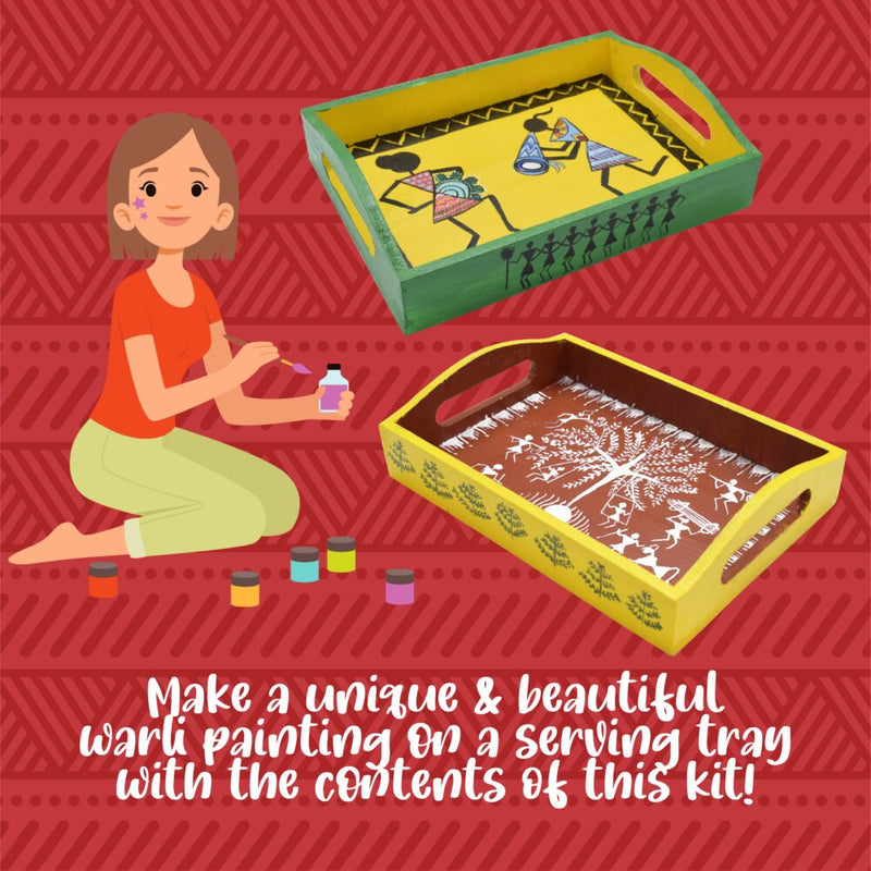 Kalakaram Paint Your Own Warli Art Serving Tray