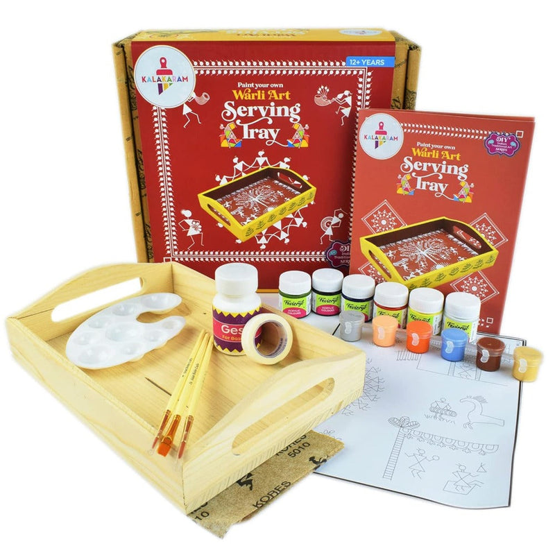 Kalakaram Paint Your Own Warli Art Serving Tray