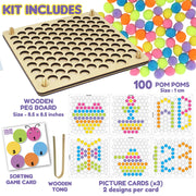 Kalakaram Pom Pom Peg-A-Pattern – Wooden Peg Board