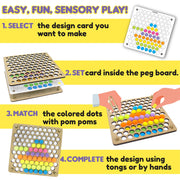 Kalakaram Pom Pom Peg-A-Pattern – Wooden Peg Board