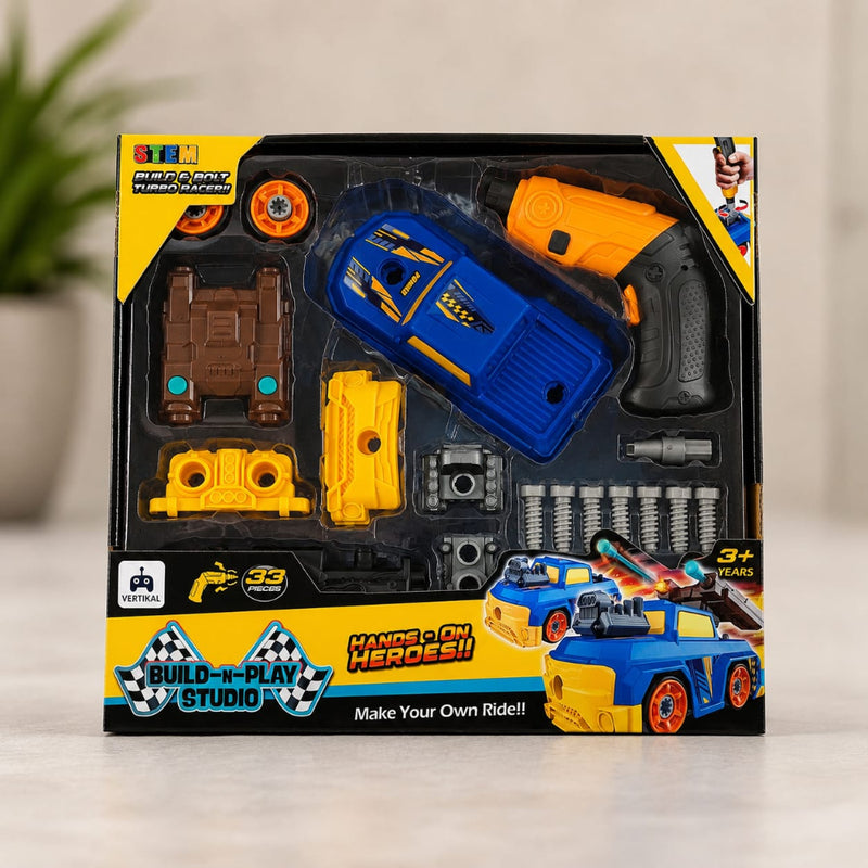 Karma Solutions Build-N-Play 3 In 1 Diy Turbo Racer Set - Blue
