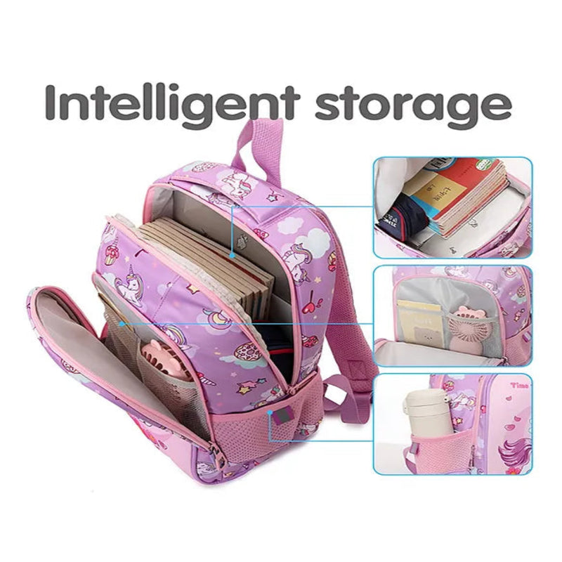 Kawaii Cute Purple unicorn Theme School Bag For Kids