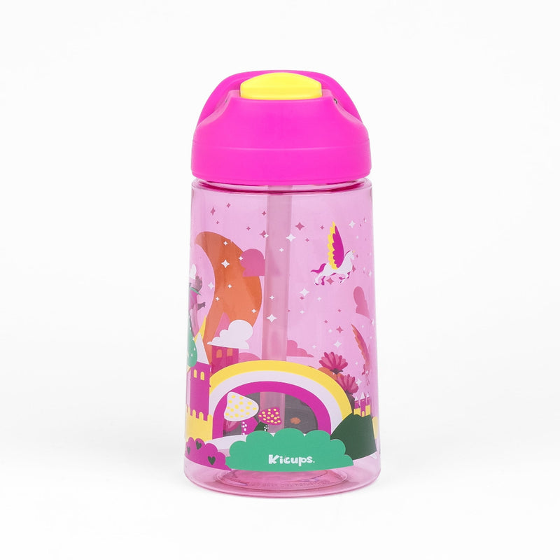 Kicups Clear Sip Tritan straw bottle with slider lid