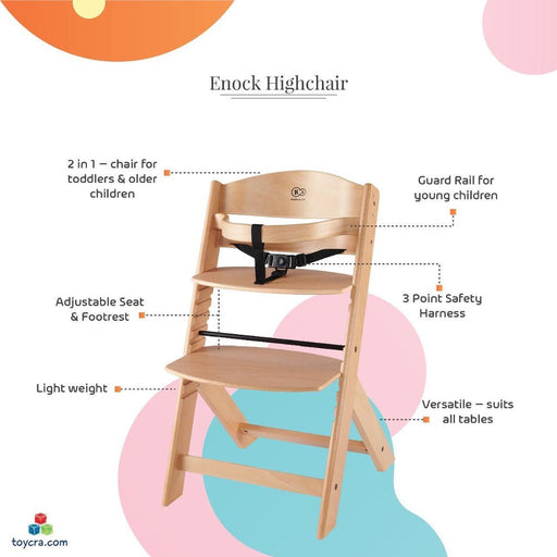 Kinderkraft Enock Highchair ( Cushion + Safety Harness + Tray Included)-High Chairs-Kinderkraft-Toycra