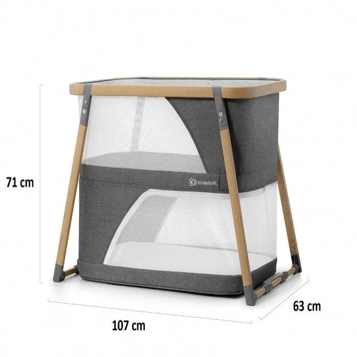 Kinderkraft Sofi Travel Cot With Playpen Function Grey-Cribs & Cots-Kinderkraft-Toycra