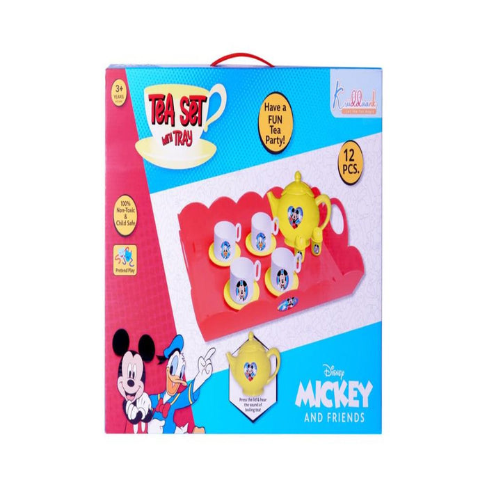 Kriiddaank Mickey Tea Set with Tray 12 Pcs Set-Pretend Play-Khushi Export-Toycra