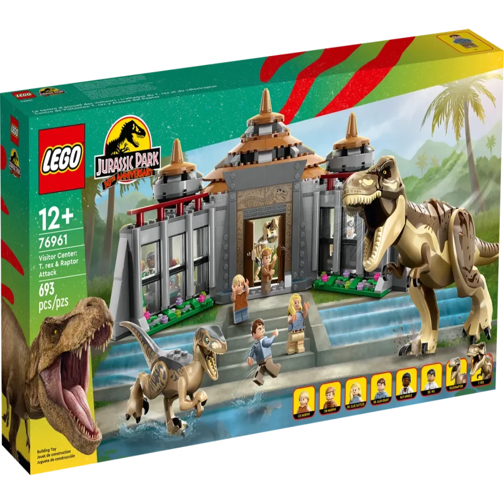 LEGO 76961 Jurassic World Visitor Center :T. rex & Raptor Attack - 693 ...