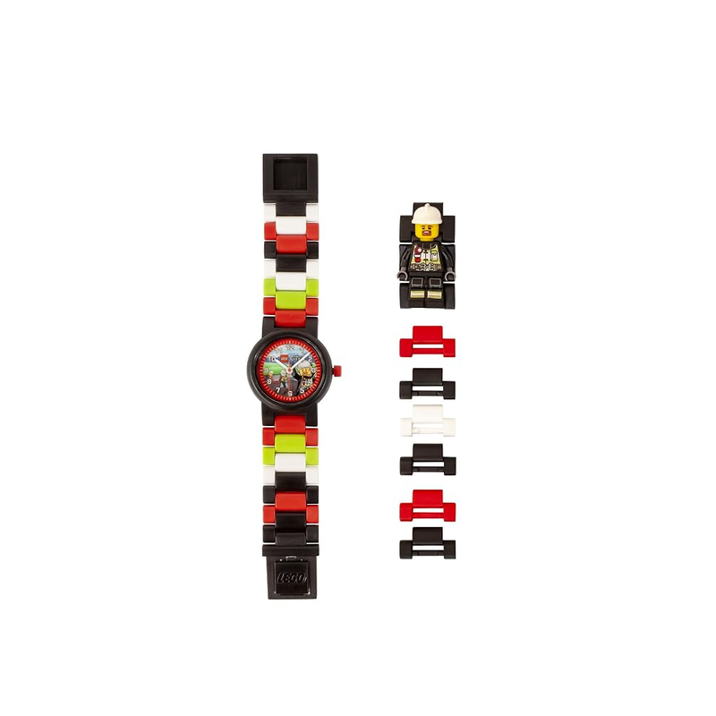 LEGO 8021209 Kids Analog Watch Set Minifigure Link City Fire Fighter