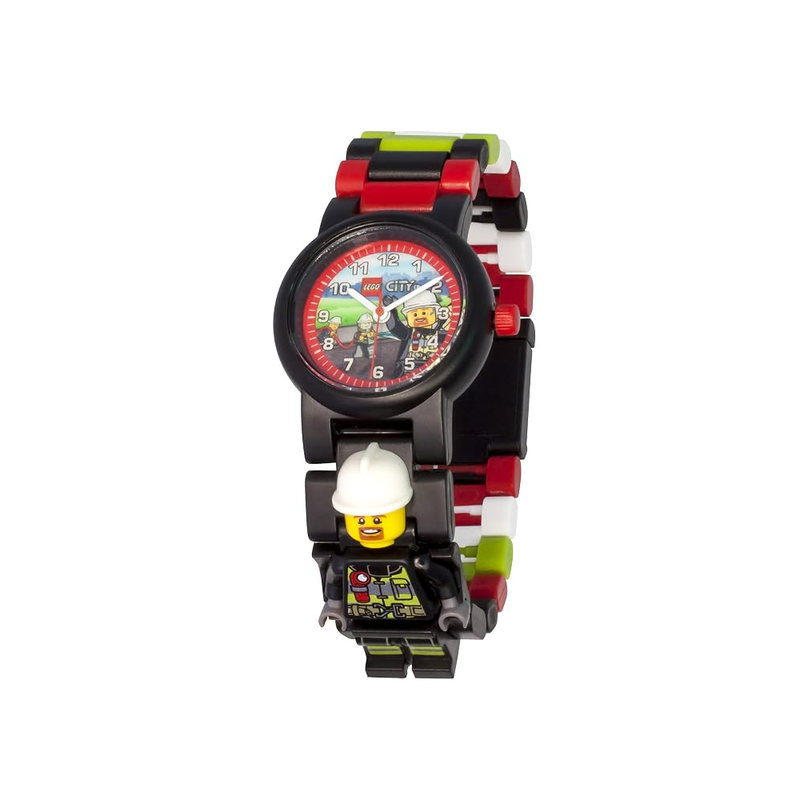 LEGO 8021209 Kids Analog Watch Set Minifigure Link City Fire Fighter