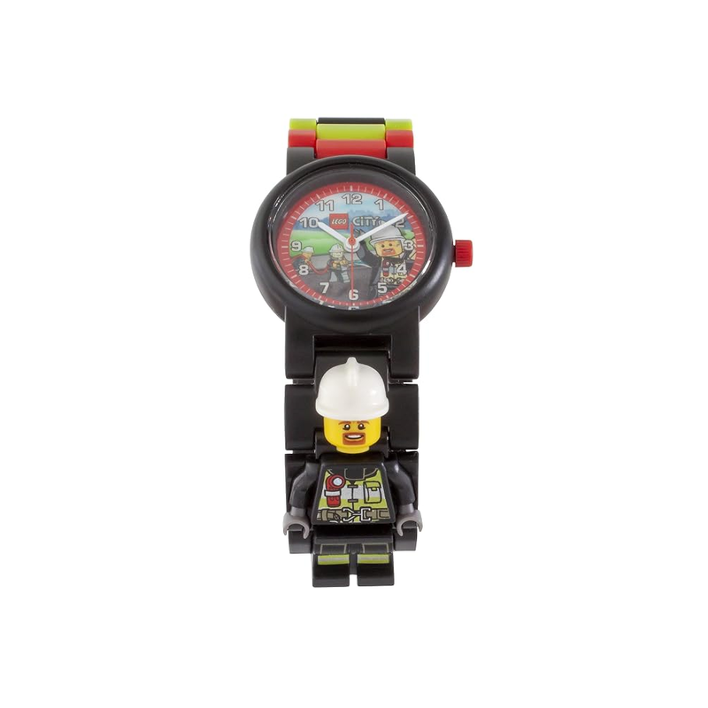 LEGO 8021209 Kids Analog Watch Set Minifigure Link City Fire Fighter