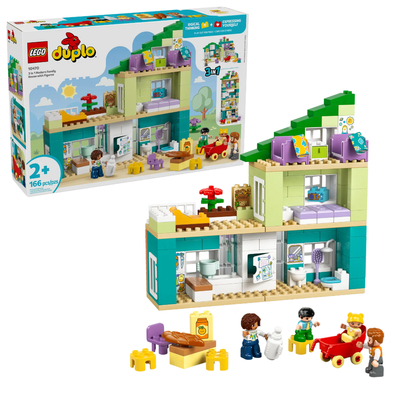 Lego 10470 Duplo 3 In 1 Modern Family House With Figures (166 Pieces)