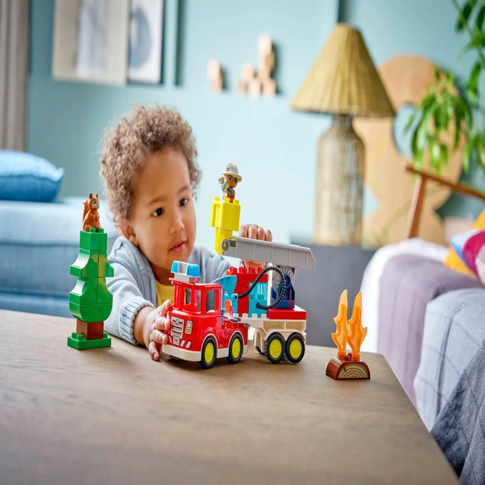 Lego 10473 Duplo Fire Truck With Hose And Firefighter (28 Pieces)