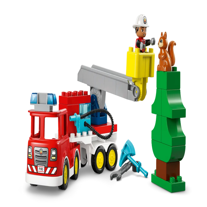 Lego 10473 Duplo Fire Truck With Hose And Firefighter (28 Pieces)